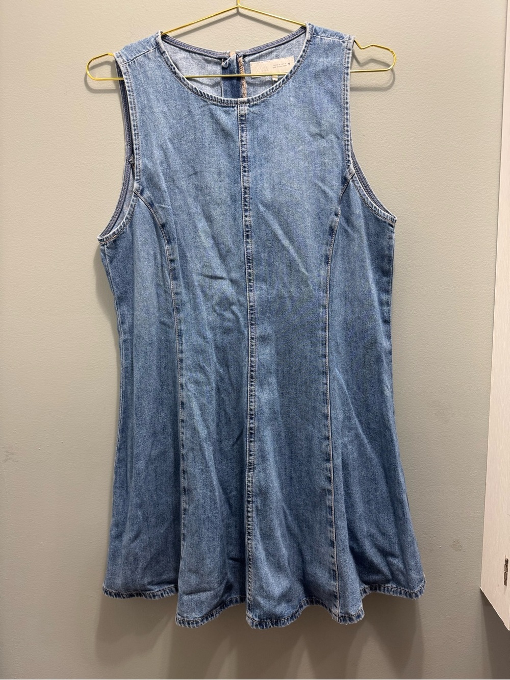 Zara Light Blue Sleeveless Denim A-Line Dress